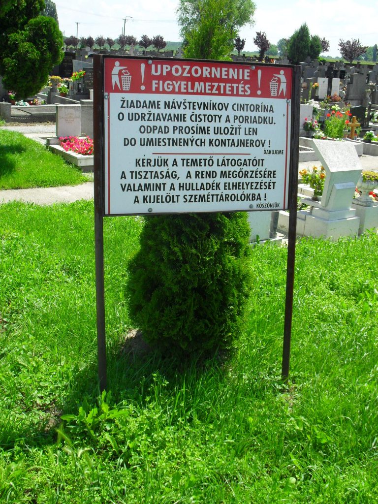 Temető – figyelmeztetőtábla