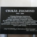 Zsigmond Csukas memorial plaque