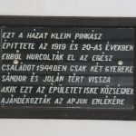 Pinkasz Klein memorial plaque